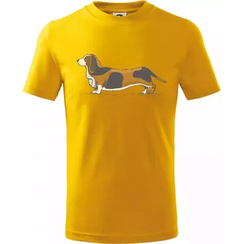 Vintage basset - Tričko dětské bavlněné - 98 cm / 2 roky ( Žlutá )