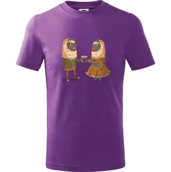 Alpaky s vínem pár - Tričko dětské bavlněné - 146 cm/10 let ( Fialová )