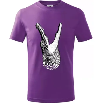 Krokodýl kreslený (Pecka design) - Tričko dětské bavlněné - 134 cm/8 let ( Fialová )