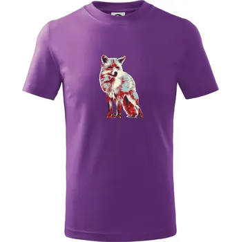 Liška vintage - Tričko dětské bavlněné - 98 cm / 2 roky ( Fialová )