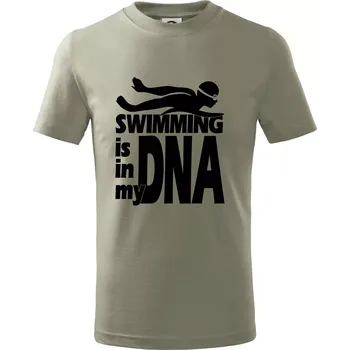 Chlapecké tričko Swimming is in my DNA - Tričko dětské bavlněné - 98 cm / 2 roky ( Light khaki )
