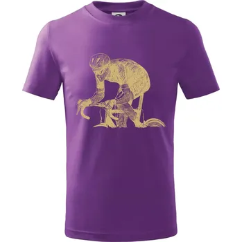 Silniční cyklista předek - Tričko dětské bavlněné - 122 cm/6 let ( Fialová )