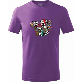 Vánoční Lemurové (Pecka design) - Tričko dětské bavlněné - 146 cm/10 let ( Fialová )