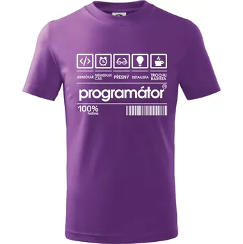Čárový kód - programátor - Tričko dětské bavlněné - 158 cm/12 let ( Fialová )