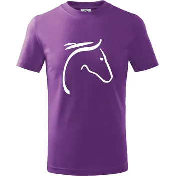 Kůň - hlava silueta - Tričko dětské bavlněné - 134 cm/8 let ( Fialová )