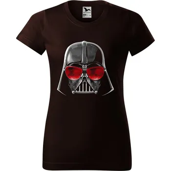Dámské tričko levne-damske-bavlnene-tricko-potisk-slepy-Darth-Vader Velikost dámská trička Basic: M šířka 47, délka 63, Odstín dámské tričko Basic: Čokoládové