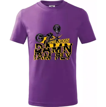 Chlapecké oblečení Motocross damn iam fly - Tričko dětské bavlněné - 122 cm/6 let ( Fialová )