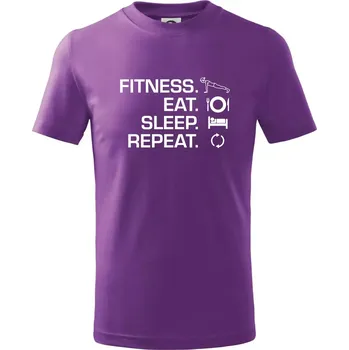 Fitness Eat Sleep Repeat - Tričko dětské bavlněné - 122 cm/6 let ( Fialová )