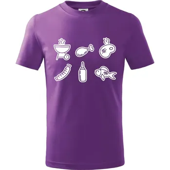 Chlapecké oblečení Grilovací ikony - Tričko dětské bavlněné - 104-110cm / 3-4 roky ( Fialová )