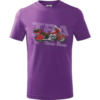 Cestovní motorka Amerika červená - Tričko dětské bavlněné - 146 cm/10 let ( Fialová )