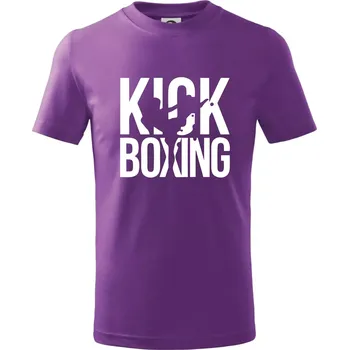 Nápis Kick Boxing - Tričko dětské bavlněné - 134 cm/8 let ( Fialová )