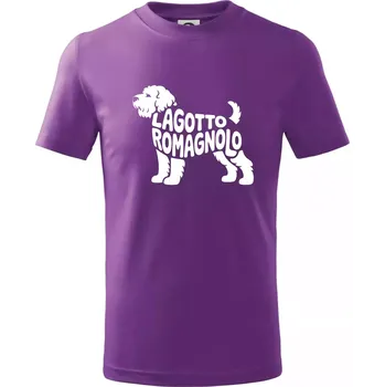 Lagotto romagnolo nápis v těle - Tričko dětské bavlněné - 98 cm / 2 roky ( Fialová )