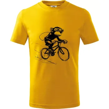 Chlapecké tričko Opice s batohem na kole - Tričko dětské bavlněné - 158 cm/12 let ( Žlutá )