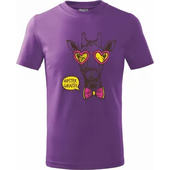 Hipster Giraffe - Tričko dětské bavlněné - 122 cm/6 let ( Fialová )