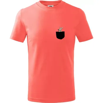 Chlapecké tričko Pes v kapse - Tričko dětské bavlněné - 98 cm / 2 roky ( Korálová )