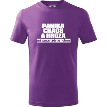 Panika, chaos a hrůza - Tričko dětské bavlněné - 146 cm/10 let ( Fialová )