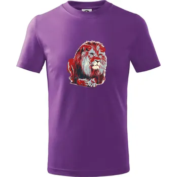 Lev vintage - Tričko dětské bavlněné - 146 cm/10 let ( Fialová )