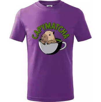 Capybara papymatcha - Tričko dětské bavlněné - 158 cm/12 let ( Fialová )