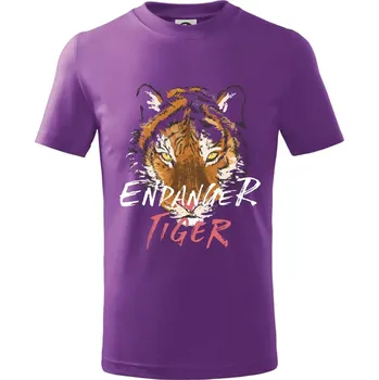 Chlapecké tričko Tygr - endanger - Tričko dětské bavlněné - 98 cm / 2 roky ( Fialová )