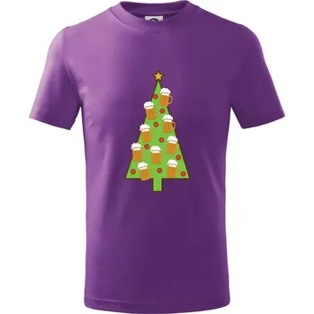 Nic více nepotřebuji - stromeček a pivo (Pecka design) - Tričko dětské bavlněné - 146 cm/10 let ( Fialová )