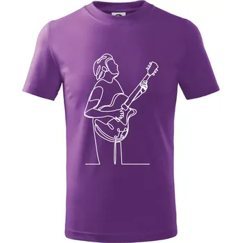 Chlapecké oblečení Kytarista jedním tahem - Tričko dětské bavlněné - 122 cm/6 let ( Fialová )