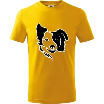 Chlapecké tričko Border kólie obrys hlavy - Tričko dětské bavlněné - 158 cm/12 let ( Žlutá )