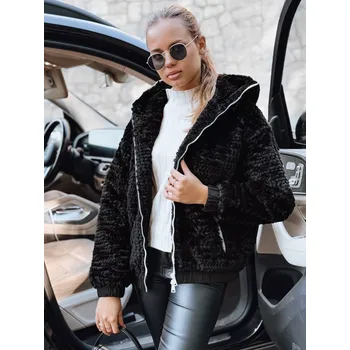 Dámská parka Dstreet Dámská kožešinová bunda s kapucí TY5270 Barva: Černá, Velikost: M