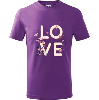 Love cyklisti pár - Tričko dětské bavlněné - 98 cm / 2 roky ( Fialová )