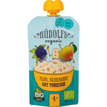 Dětská výživa Příkrm s ovesnou kaší hruška, borůvka - kapsička 110 g BIO RUDOLFS
