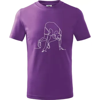 Běžec na startu jedním tahem - Tričko dětské bavlněné - 104-110cm / 3-4 roky ( Fialová )