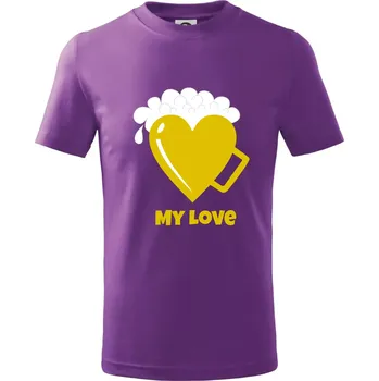 My love - beer (Pecka design) - Tričko dětské bavlněné - 104-110cm / 3-4 roky ( Fialová )