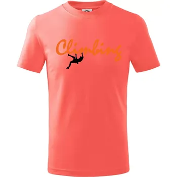 Chlapecké tričko Climbing psací text - Tričko dětské bavlněné - 98 cm / 2 roky ( Korálová )