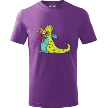 Princezna a drak - Tričko dětské bavlněné - 104-110cm / 3-4 roky ( Fialová )
