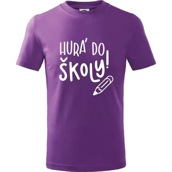 Chlapecké oblečení Hurá do školy! - Tričko dětské bavlněné - 146 cm/10 let ( Fialová )