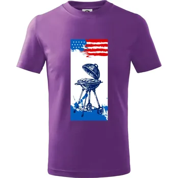 Chlapecké oblečení USA BBQ draw grill - Tričko dětské bavlněné - 158 cm/12 let ( Fialová )