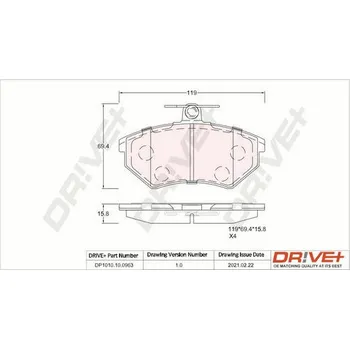 Brzdová destička Sada brzdových destiček, kotoučová brzda Dr!ve+ DP1010.10.0963