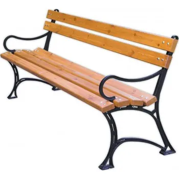 Zahradní lavice Pevná parková lavice k přišroubování trojmístná, kov / borovicové dřevo, 180 cm