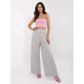 Šedé melírované basic kalhoty bez kapes