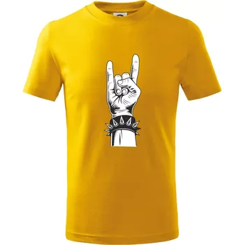 Chlapecké tričko Rock ruka s náramkem - Tričko dětské bavlněné - 104-110cm / 3-4 roky ( Žlutá )