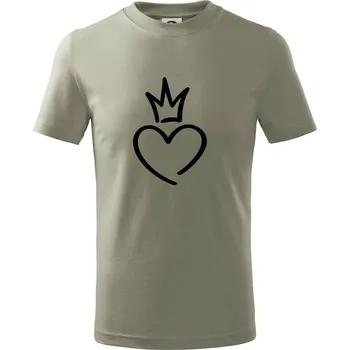Chlapecké tričko Srdce princezna - Tričko dětské bavlněné - 98 cm / 2 roky ( Light khaki )