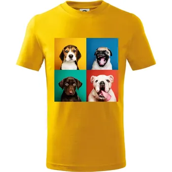 Chlapecké tričko Psi štěňata koláž - Tričko dětské bavlněné - 122 cm/6 let ( Žlutá )