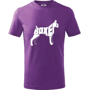 Boxer nápis v těle - Tričko dětské bavlněné - 104-110cm / 3-4 roky ( Fialová )