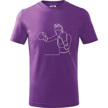 Žena boxerka jedním tahem - Tričko dětské bavlněné - 146 cm/10 let ( Fialová )