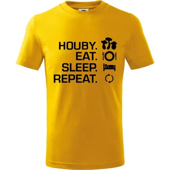 Chlapecké tričko Houby Eat Sleep Repeat - Tričko dětské bavlněné - 104-110cm / 3-4 roky ( Žlutá )