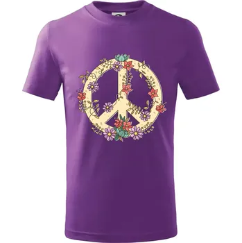 Peace symbol pískový - Tričko dětské bavlněné - 98 cm / 2 roky ( Fialová )