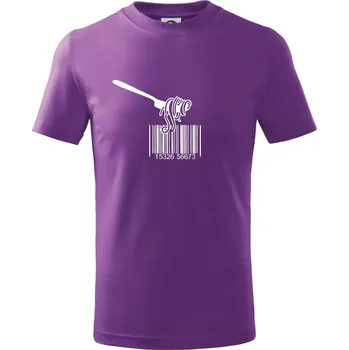 Čárový kód pasta - Tričko dětské bavlněné - 146 cm/10 let ( Fialová )