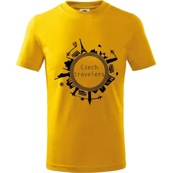 Chlapecké tričko Czech Travelers jednobarevný - Tričko dětské bavlněné - 98 cm / 2 roky ( Žlutá )
