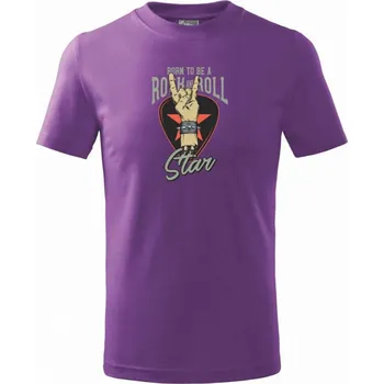Born to be a Rock and Roll Star - Tričko dětské bavlněné - 104-110cm / 3-4 roky ( Fialová )
