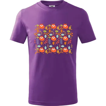 Folklor - devět lišek - Tričko dětské bavlněné - 158 cm/12 let ( Fialová )