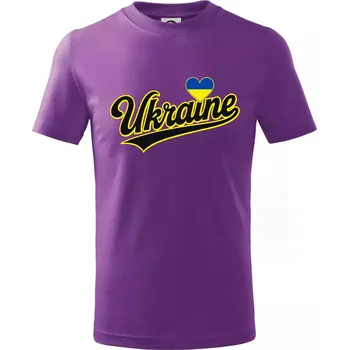 Ukraine - nápis černý - Tričko dětské bavlněné - 98 cm / 2 roky ( Fialová )